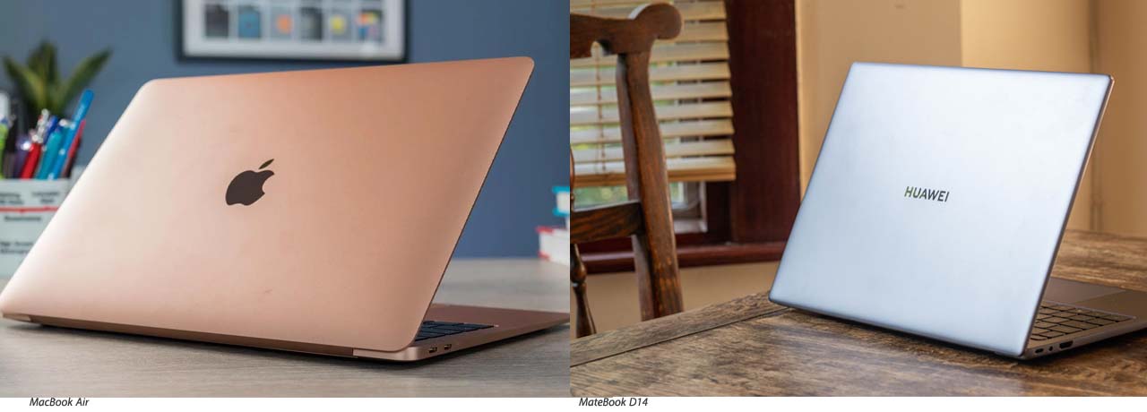 مقایسه طراحی MateBook D14 و MacBook Air