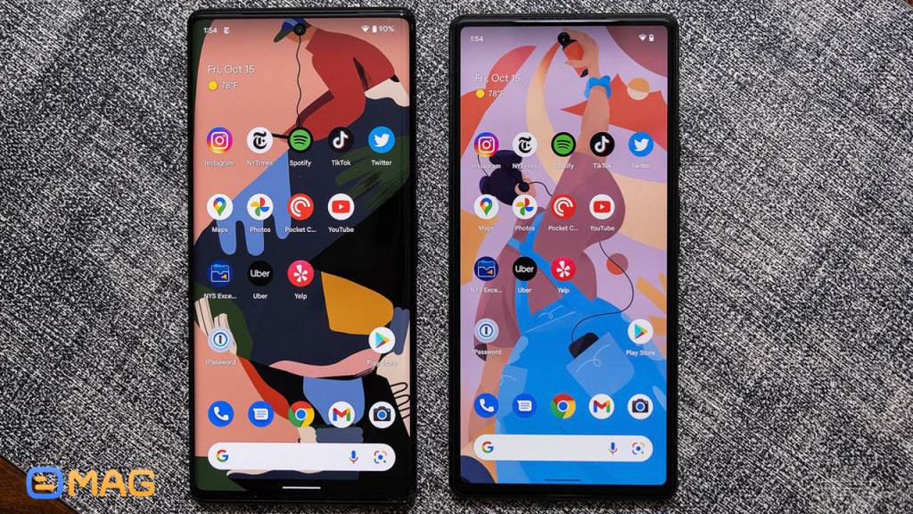 نمایشگرهای دو تلفن همراه Google Pixel 6 و Google Pixel 6 Pro
