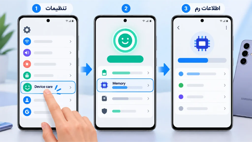 مشاهده رم سامسونگ از تنظیمات